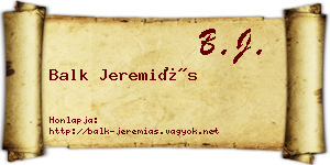 Balk Jeremiás névjegykártya